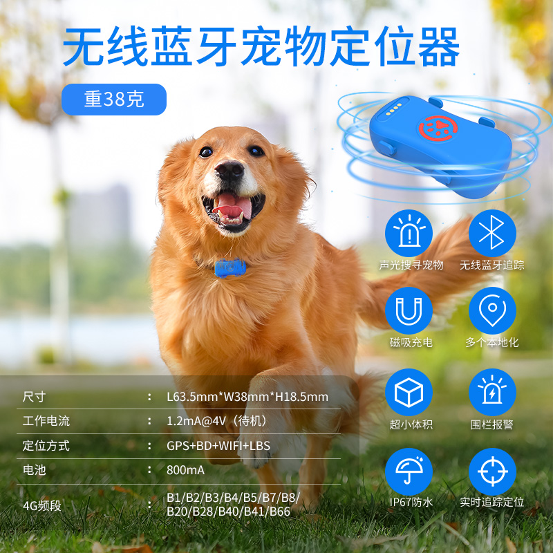 ⽆線藍⽛寵物定位器PET10